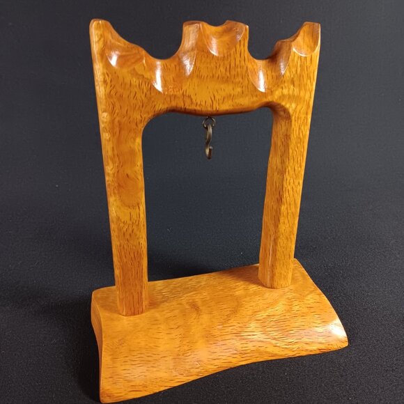 Figured Oak Pocket Watch Display Stand Hand Carved OOAK - Picture 5 of 10